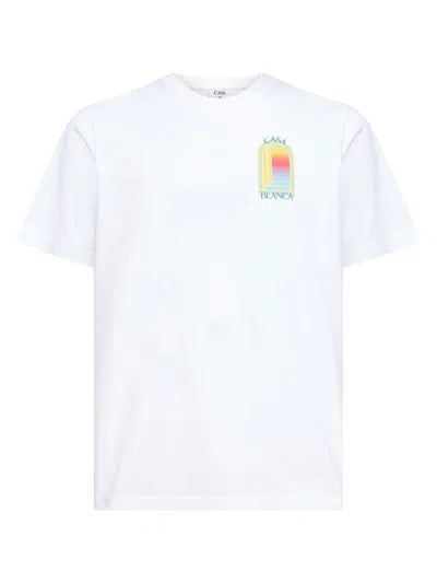 Casablanca White Graphic Print Ribbed Crewneck T-shirt In White