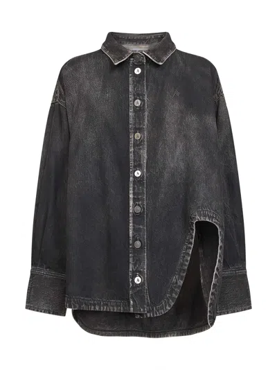 Attico Black Denim "diana" Shirt Jacket In Black