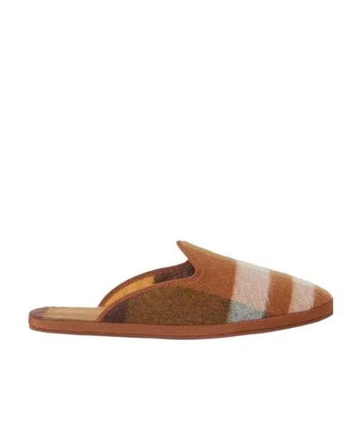 Loro Piana Checked Cashmere Flip-flops In Brown