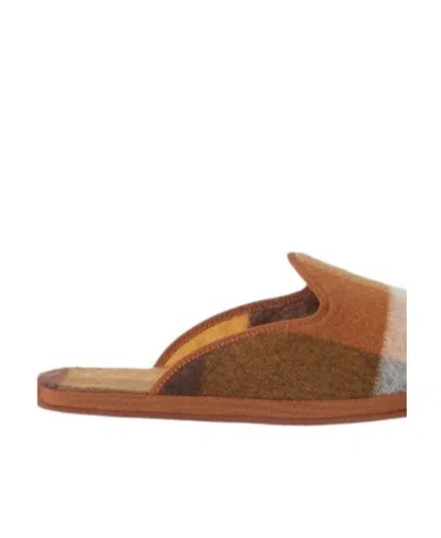 Loro Piana Checked Cashmere Flip-flops In Brown