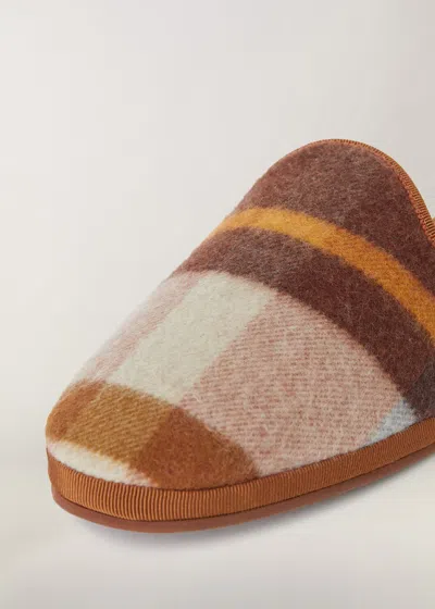 Loro Piana Checked Cashmere Flip-flops In Brown
