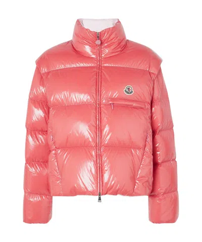 Moncler Almo Long-sleeved Down Jacket In Pink