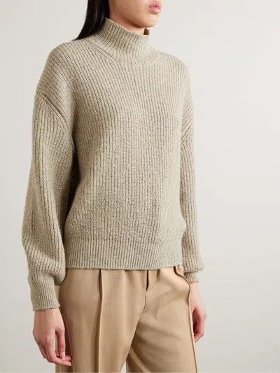 Loro Piana Ribbed Cashmere Turtleneck Sweater In Brown