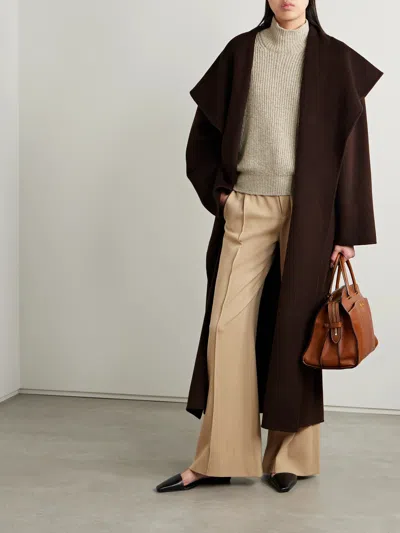 Loro Piana Ribbed Cashmere Turtleneck Sweater In Brown