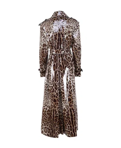 Dolce & Gabbana Leopard-print Belted Trench Coat In Animal Print