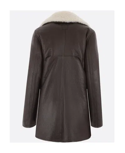 Loewe Lapel Long-sleeved Leather Jacket In Gray