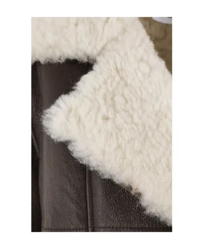 Loewe Lapel Long-sleeved Leather Jacket In Gray