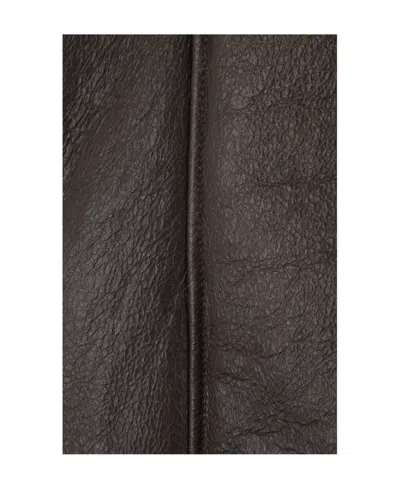 Loewe Lapel Long-sleeved Leather Jacket In Gray