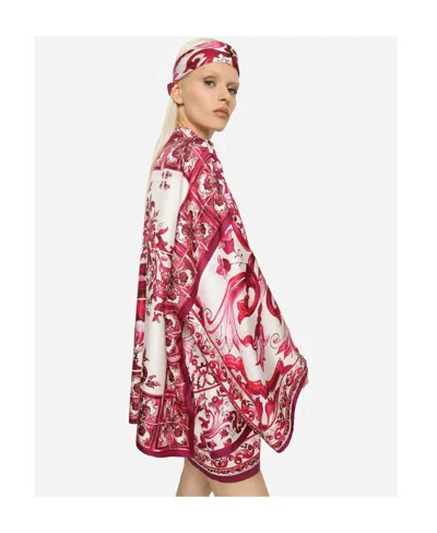 Dolce & Gabbana Majolica-print Batwing-sleeve Shirt In Red