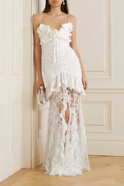 Alessandra Rich Ruffled Dress Dress In White
