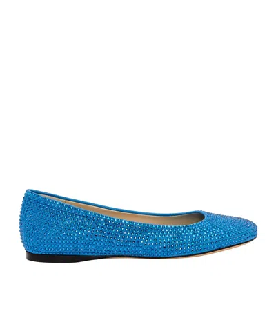 Loewe Toy Ballerina In Suede And Allover Rhinestones In Blue