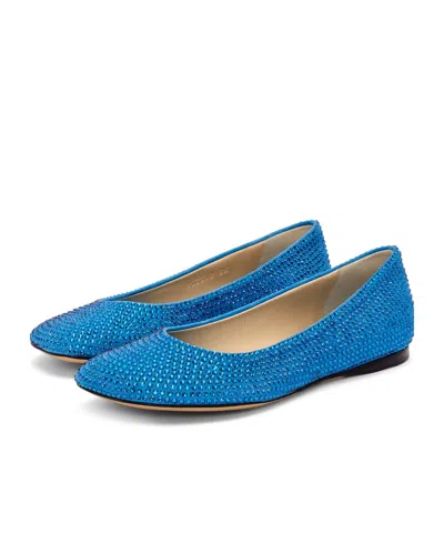 Loewe Toy Ballerina In Suede And Allover Rhinestones In Blue
