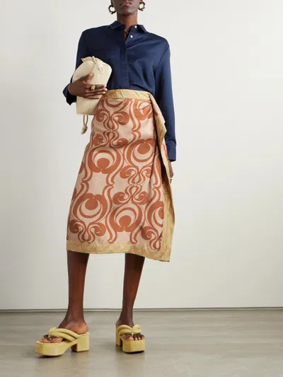 Dries Van Noten Printed Mid-length Skirt In Brown