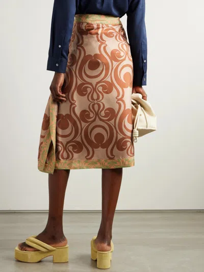 Dries Van Noten Printed Mid-length Skirt In Brown