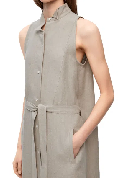 Loewe Asymmetric Shirt Dress In Linen In Green