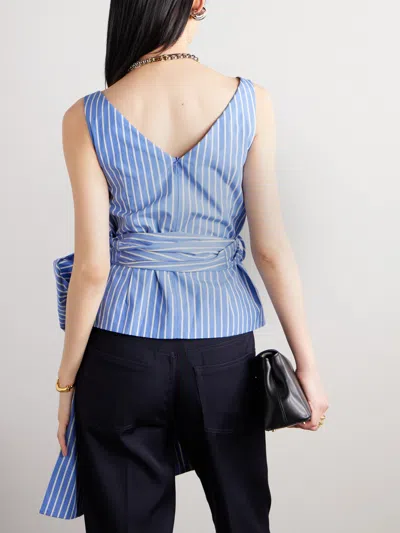 Dries Van Noten Colada Bowknot Embellished Striped Blouse In Blue