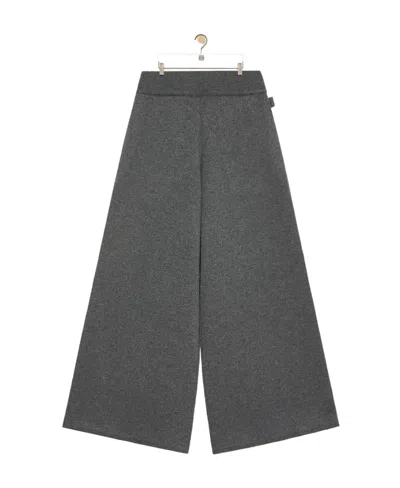 Loewe Cropped Cashmere Wide-leg Trousers In Gray