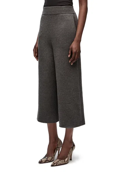 Loewe Cropped Cashmere Wide-leg Trousers In Gray