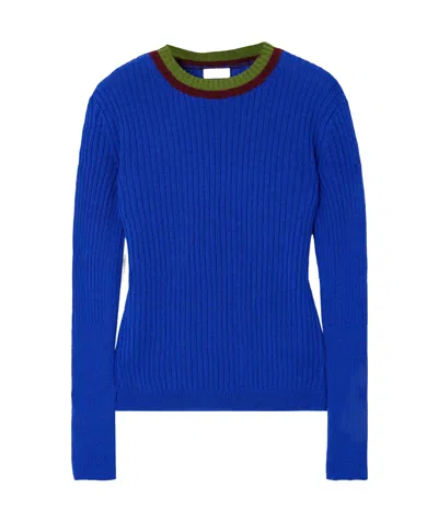 Dries Van Noten Striped Rib Sweater In Blue