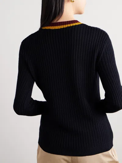 Dries Van Noten Striped Rib Sweater In Black