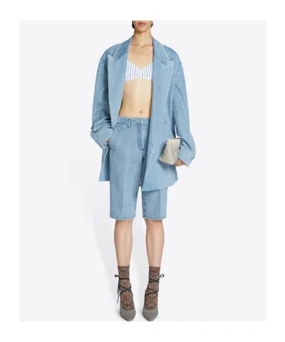 Dries Van Noten Blue Tailored Denim Shorts In Blue