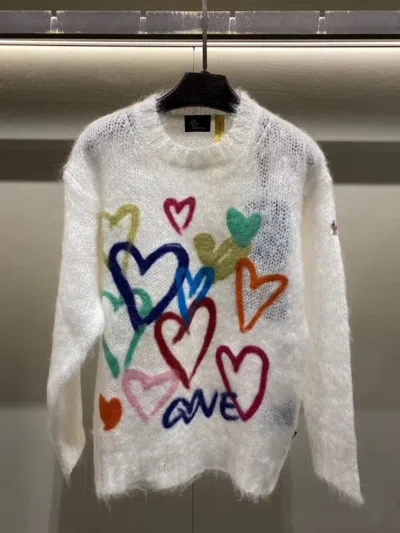 Moncler Love Details Wool Pullover In White