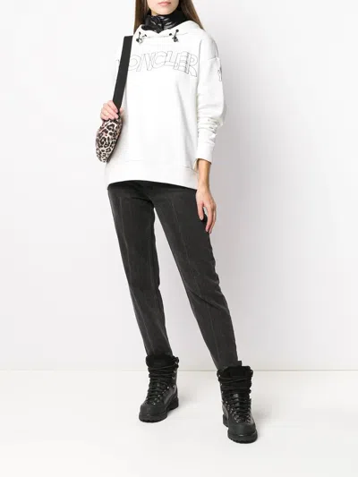 Moncler Logo Print Hoodie In White