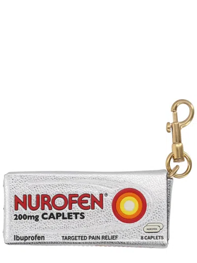 Anya Hindmarch Metallic Finish Keyring And Attachment In Silver