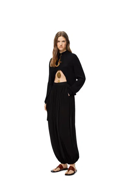Loewe Black Wide-leg Casual Pants In Black