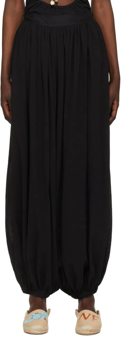 Loewe Black Wide-leg Casual Pants In Black