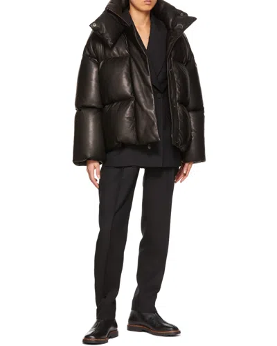 Khaite Logo High-neck Quilted Cotton Suit In Brown