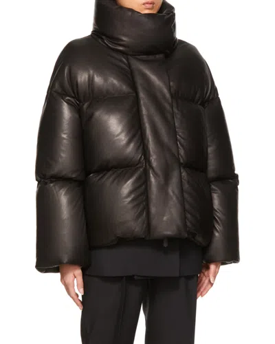 Khaite Logo High-neck Quilted Cotton Suit In Brown