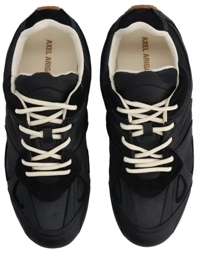 Axel Arigato Slow Runner Black Sneaker With Insert Design And Grooved Sole In Leather And Suede Man In Black