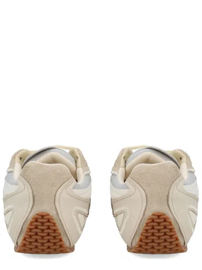 Axel Arigato Slow Runner White And Beige Sneaker With Mesh Inserts And Grooved Sole In Leather And Fabric Man In Neutral