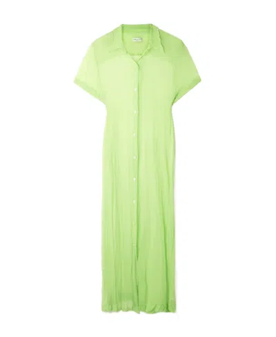Dries Van Noten Pleated Shirt Dress In Green