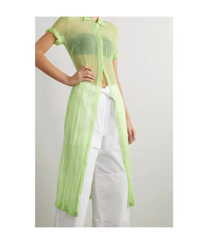 Dries Van Noten Pleated Shirt Dress In Green