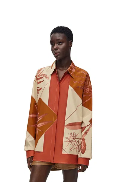 Loewe X Paulas Ibiza Leaf Printed Shirt In Brown