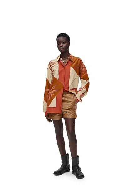 Loewe X Paulas Ibiza Leaf Printed Shirt In Brown