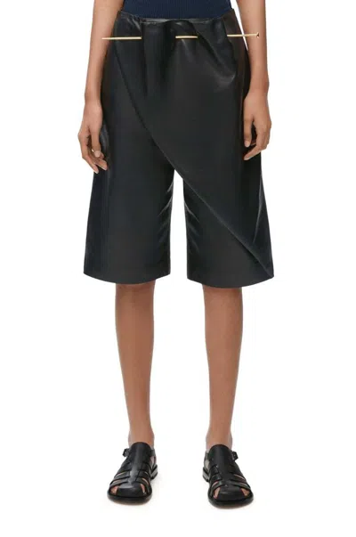 Loewe Pin Shorts In Nappa Lambskin In Black