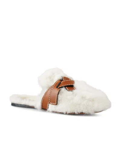Loewe Gate Mule In Shearling In Neutral