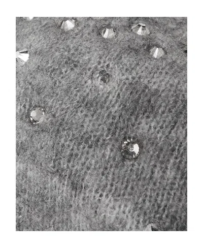 Alessandra Rich Crystal Embellished Knitted Short Tube Top In Gray