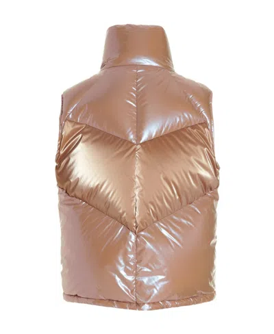 Moncler Logo Vest Down Jacket In Brown