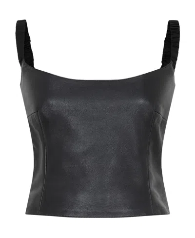 Khaite Leather Short Vest In Black