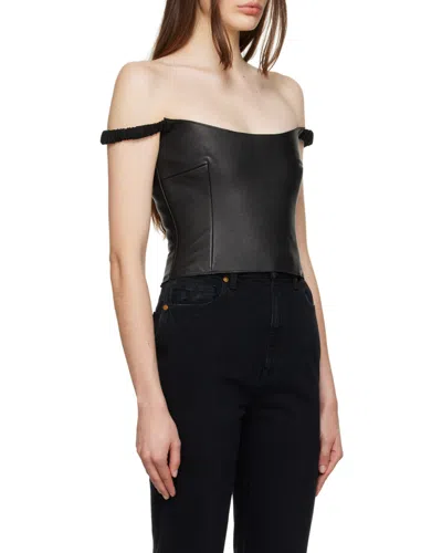 Khaite Leather Short Vest In Black