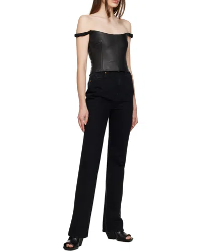 Khaite Leather Short Vest In Black