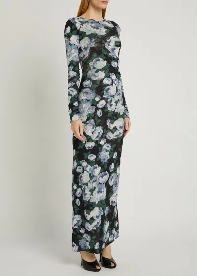 Stella Mccartney Bunch Of Roses Mesh Long Dress Dresses Multicolor In Green