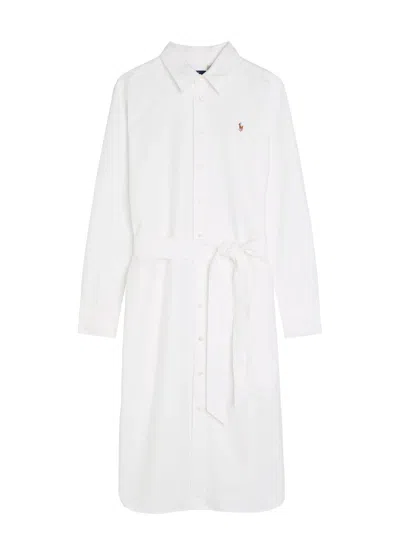 Polo Ralph Lauren Belted Cotton Midi Shirt Dress In White