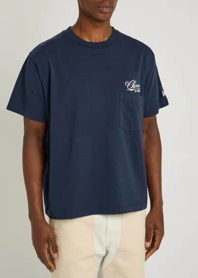 Cherry Los Angeles Five Star Logo-print Washed Cotton T-shirt In Blue