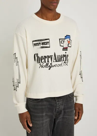 Cherry Los Angeles Best West Thermal Printed Waffle T-shirt In Pink