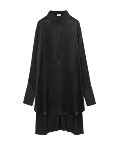Loewe Deconstructed Shirt Dress In Silk In Black